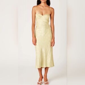 Nia Samson Jacquard Bustier Corset Midi Dress Lace Up Back Light Green Large